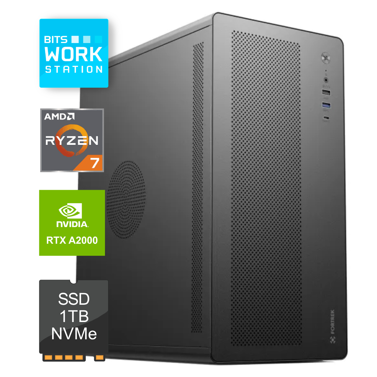 Computador WorkStation Bits 2026 - AMD Ryzen 7 5700X, 16GB, SSD 1TB, Nvidia Quadro RTX A2000, Windows 11 Professional