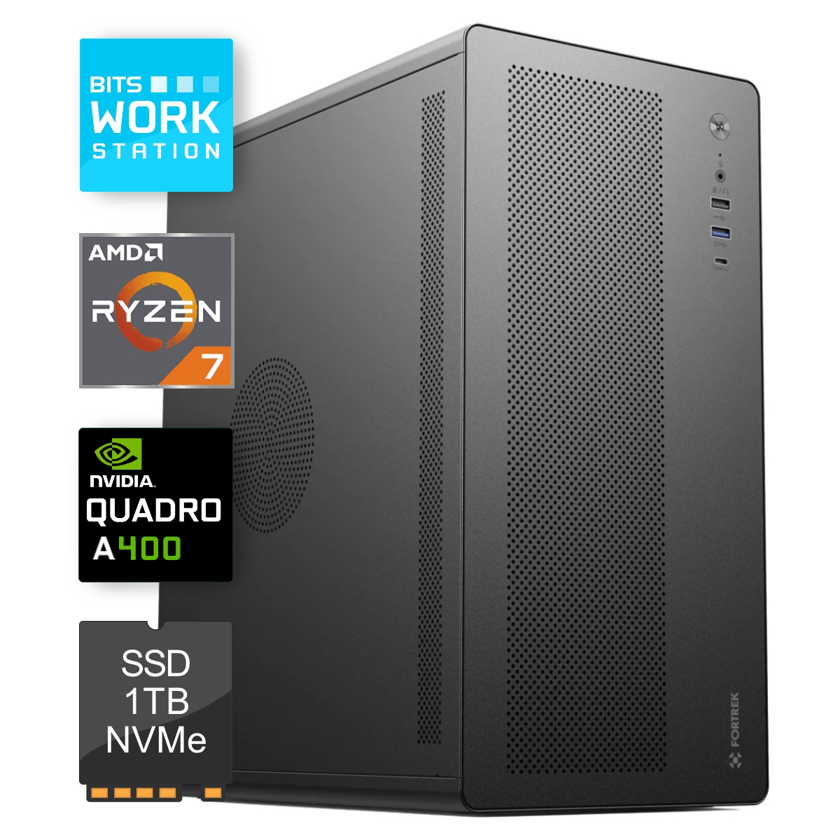 Computador WorkStation Bits 2026 - AMD Ryzen 7 5700X, 32GB, SSD 1TB, Nvidia Quadro RTX A400, Windows 11 Professional
