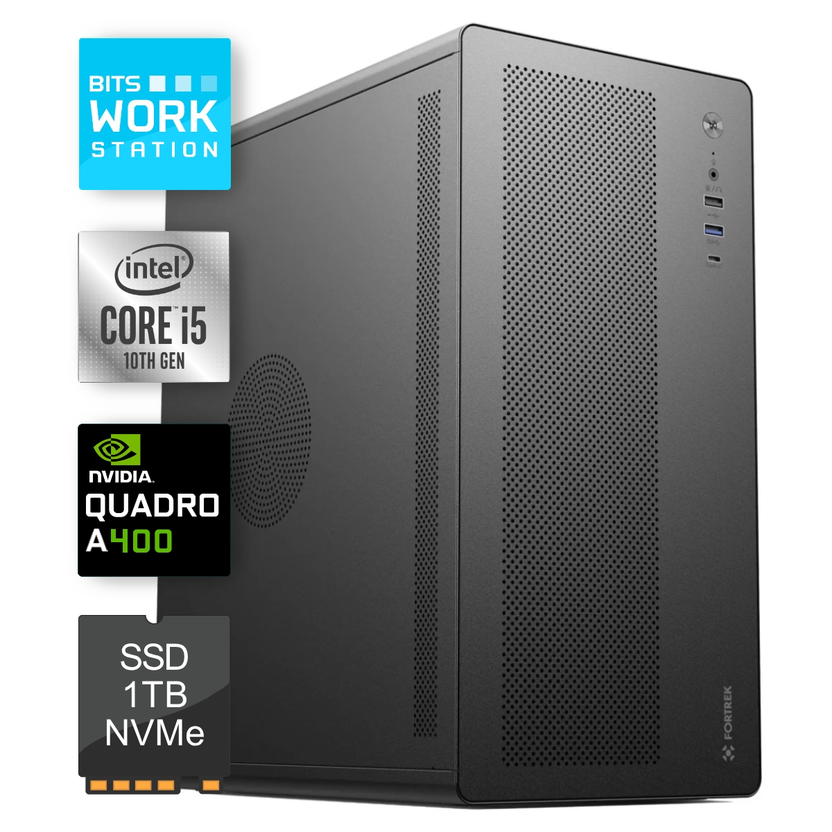 Computador WorkStation Bits 2026 - Intel Core i5 12400F, 16GB, SSD 1TB, Nvidia Quadro RTX A400, Windows 11 Professional