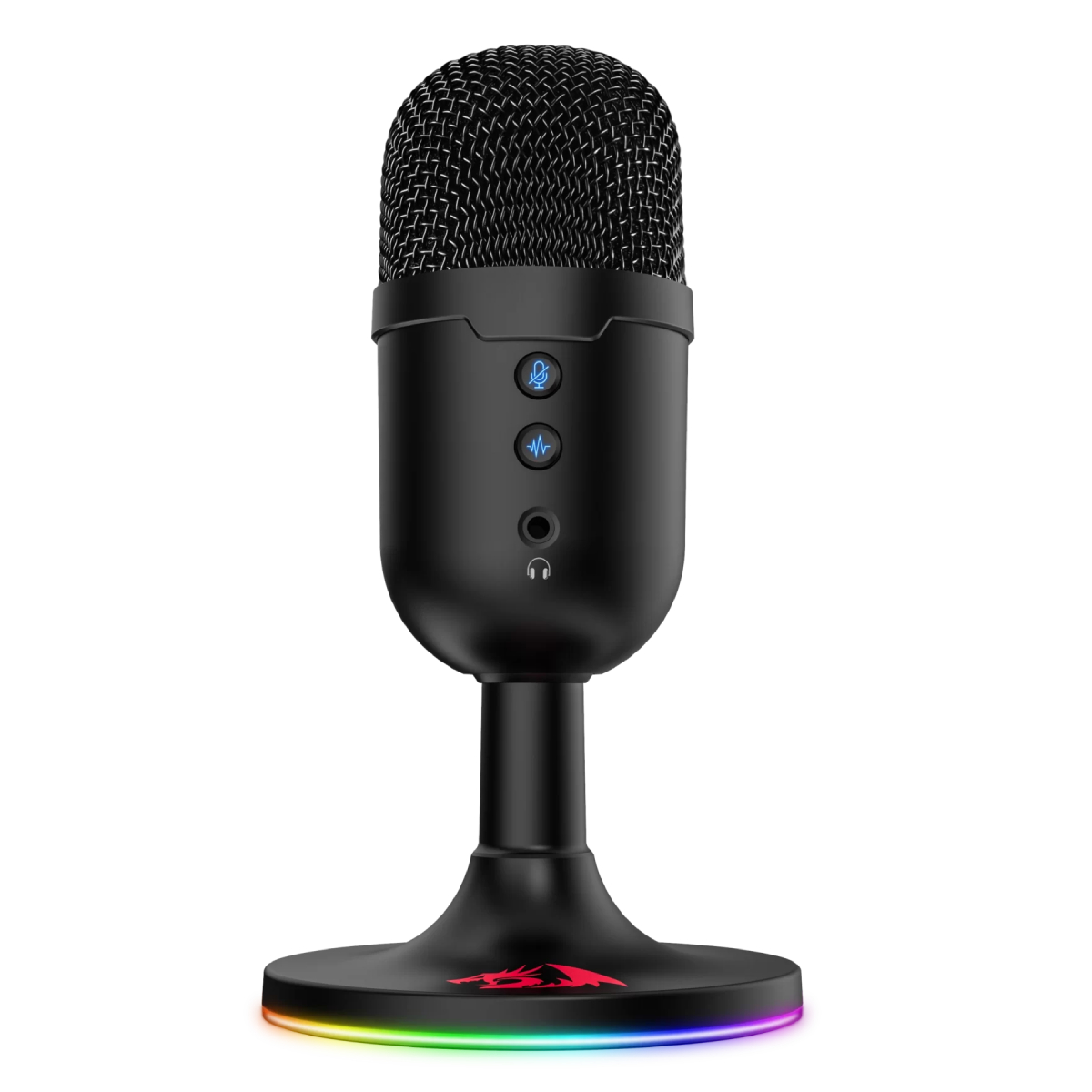 Microfone Gamer Redragon Pulsar - Padrão Omnidirecional - USB - Iluminação RGB - Preto - GM303