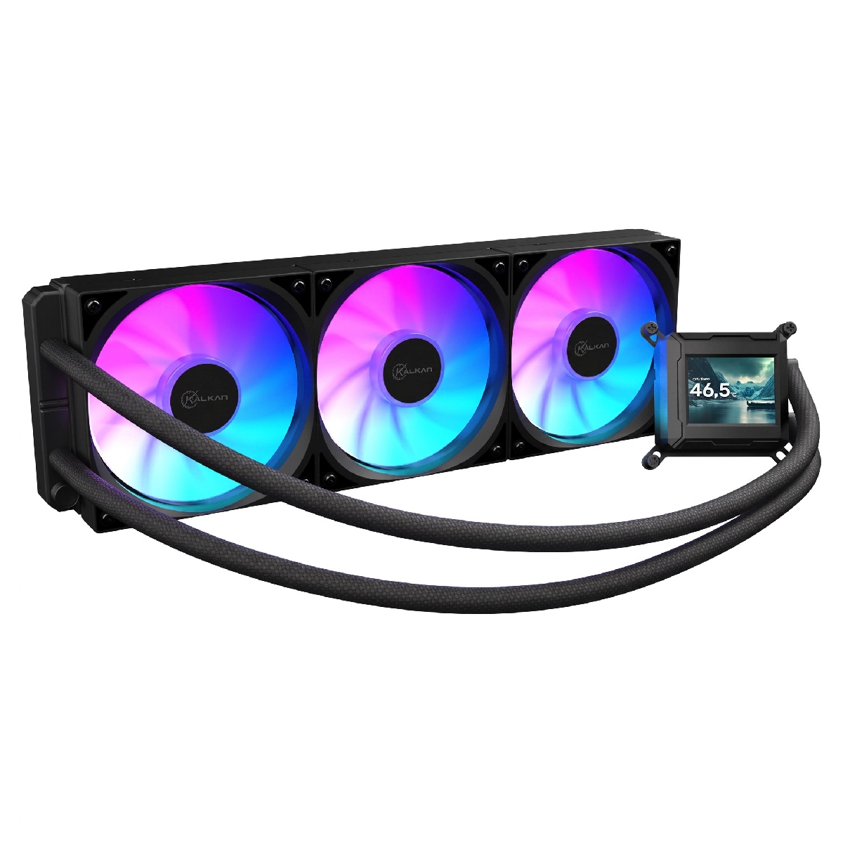 Water Cooler Kalkan Aura 360mm - ARGB - (AMD / INTEL) - Tela LCD - Preto - KLK00103