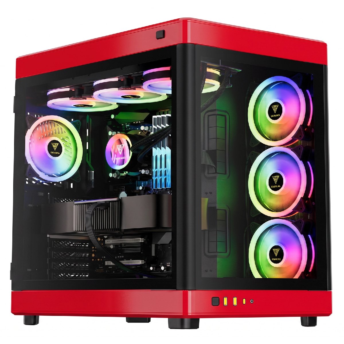 Gabinete Gamer Gamdias Neso P1 BR - Lateral e Frontal em Vidro Temperado - USB-C - USB 3.0 - Preto e Vermelho