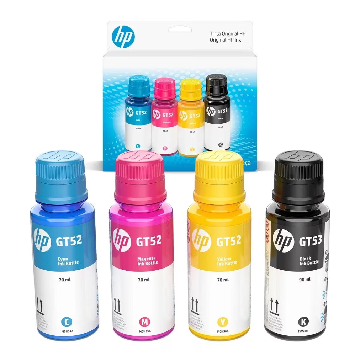 Pack de Refil de Tinta HP GT52 / GT53 - Preto + Colorido - para DeskJet GT5800 / Ink Tank 100 / 300 / 400 / Smart Tank 200 / 300 / 400 / 500 / 600