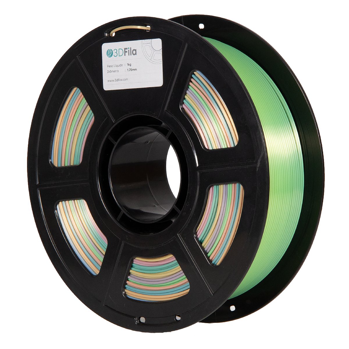 Filamento para Impressora 3D - PLA - Silk Rainbow - 1Kg - 1,75mm - 3D Fila PLR011753