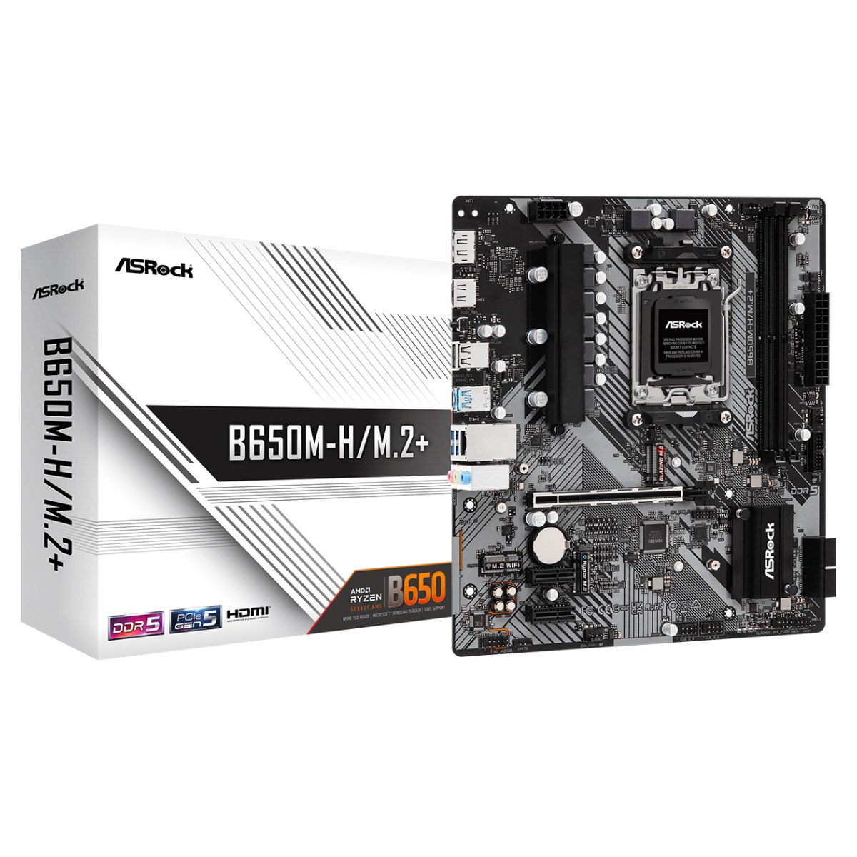 Placa Mãe ASRock B650M-H/M.2+ (AM5 - DDR5 6400 O.C) - Chipset AMD B650 - 2x Slots M.2 - Micro ATX