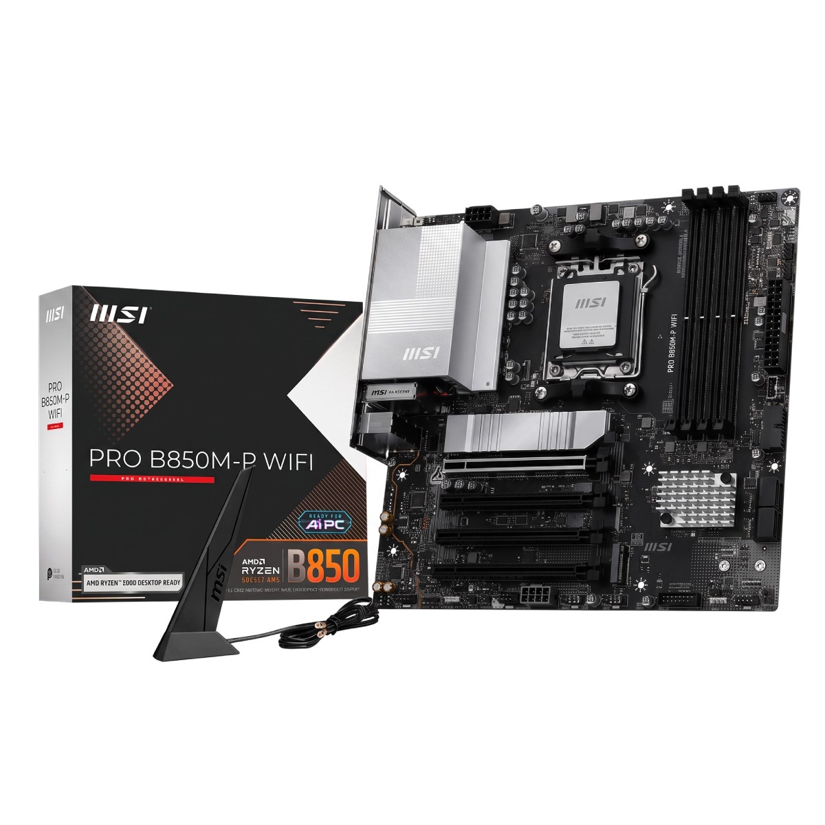 Placa Mãe MSI PRO B850M-P WiFi (AM5 - DDR5 8200) - Chipset AMD B850 - Wi-Fi 7 - 3x Slots M.2 - Micro ATX
