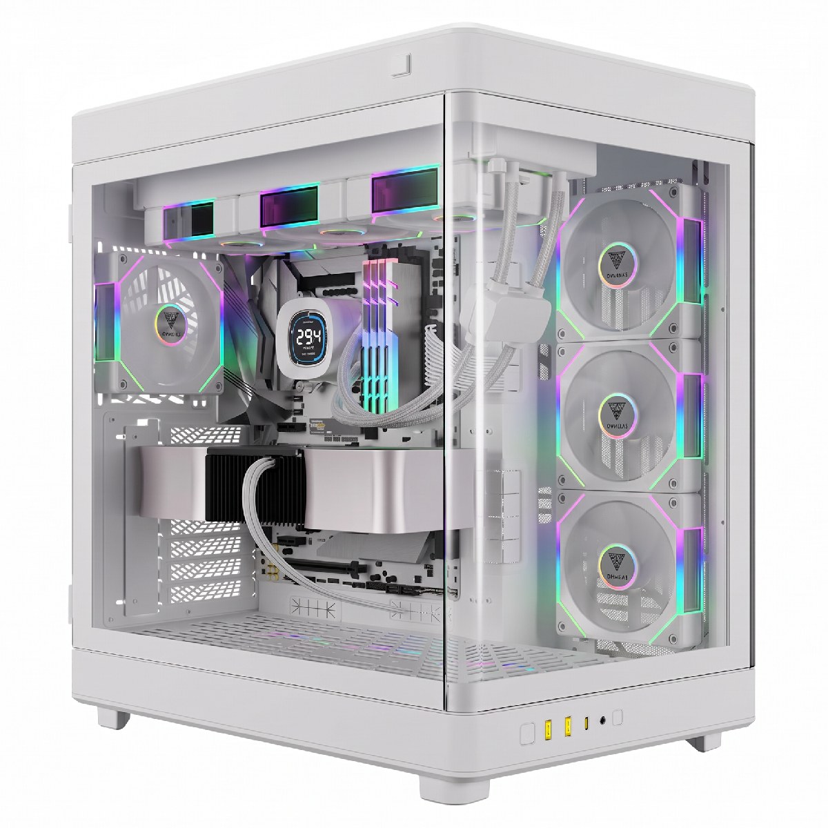 Gabinete Gamer Gamdias Neso P1 PRO WW - Lateral e Frontal em Vidro Temperado - USB-C - USB 3.0 - 3 Coolers ARGB Inclusos - Branco