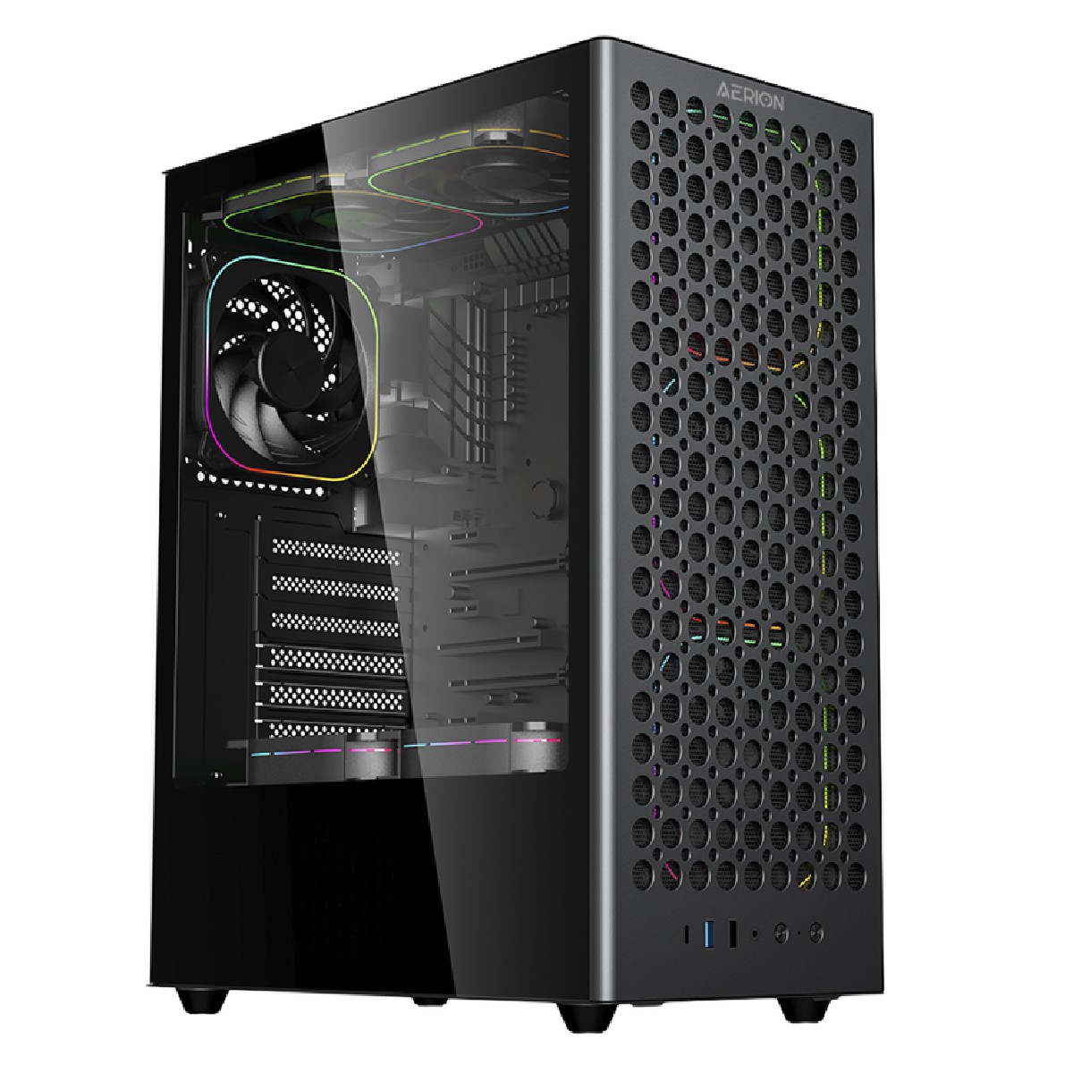 Gabinete Gamer Aerion Arch III GAB110 - Lateral em Vidro Temperado e Frontal Mesh - ATX - Preto - 70837
