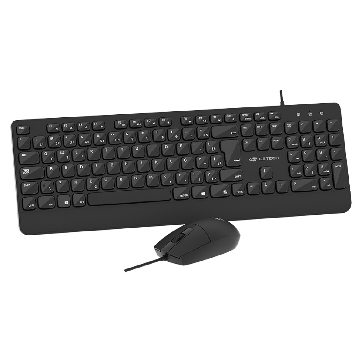 Kit Teclado e Mouse USB C3Tech KT-150BK - ABNT2 - 1200dpi - Teclas Baixas