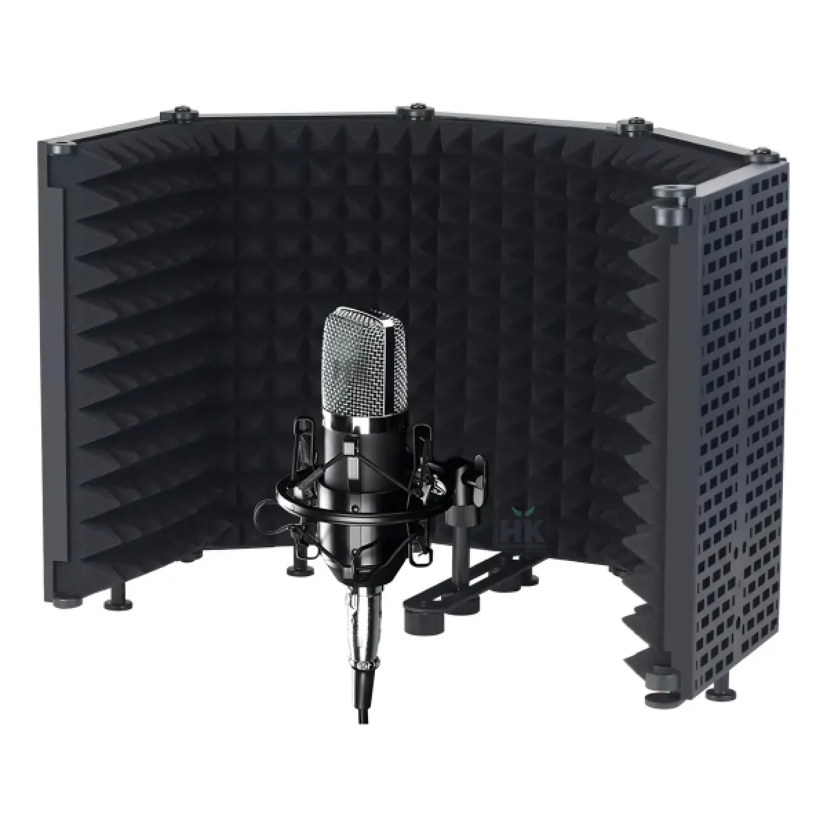Escudo Acústico para Microfone C3Tech MI-P20BK - 5 Painéis Dobráveis - Espuma de Alta Densidade - Preto