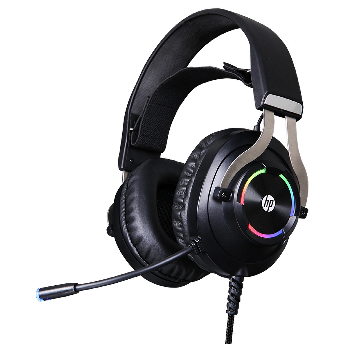 Headset Gamer HP H360 - P3 e USB - Driver 50mm - Microfone - Iluminação RGB - Acabamento Aço Escovado - Controle de Volume - Preto - 9AJ68AA