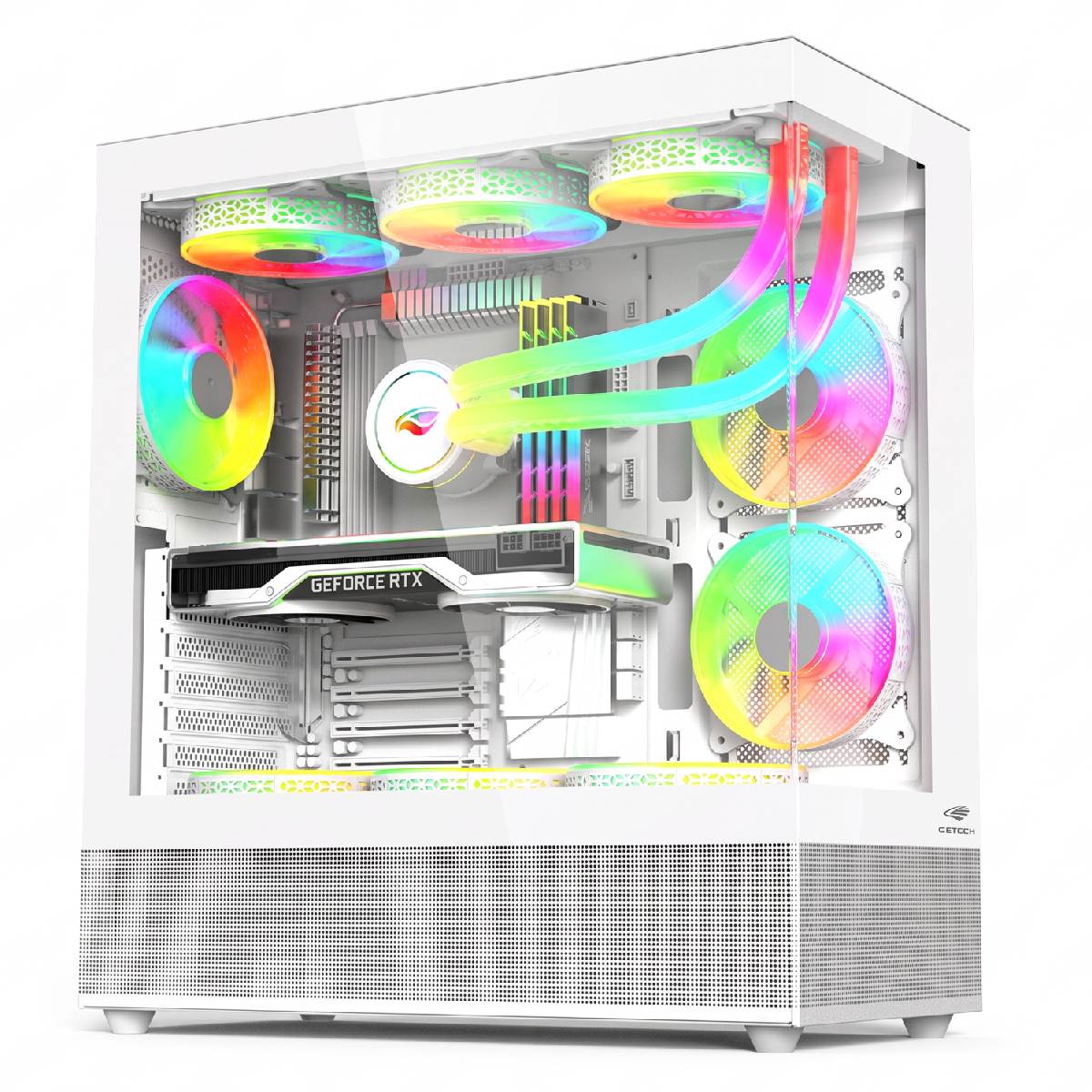 Gabinete Aquário Gamer C3Tech Aquarius MT-G850WH - Lateral e Frontal em Vidro Temperado - USB-C - ATX - Branco