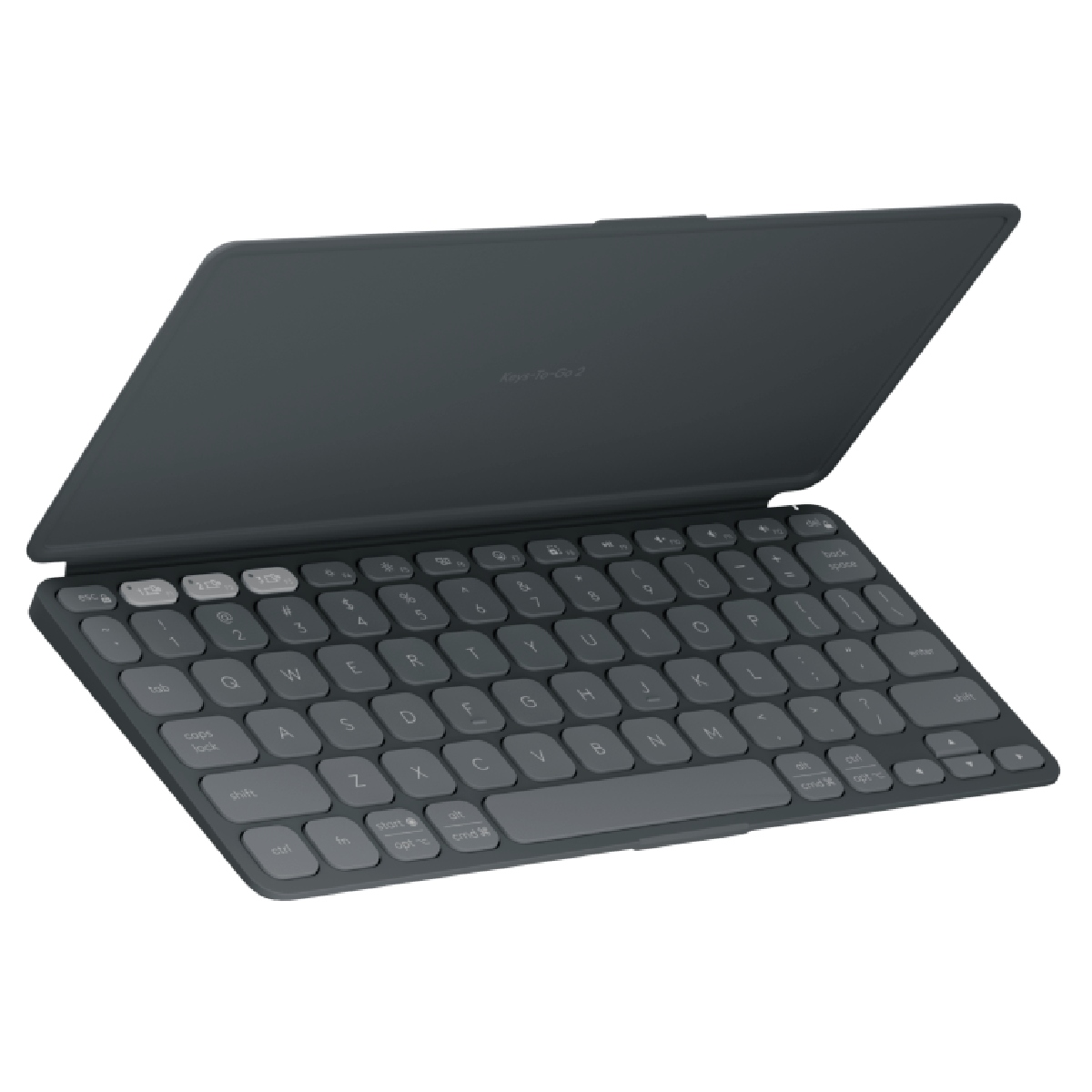 Teclado sem Fio Logitech Keys-To-Go 2 - Padrão US - Bluetooth - Ultrafino - Capa Protetora - Easy-Switch 3 Dispositivos - Grafite - 920-012867