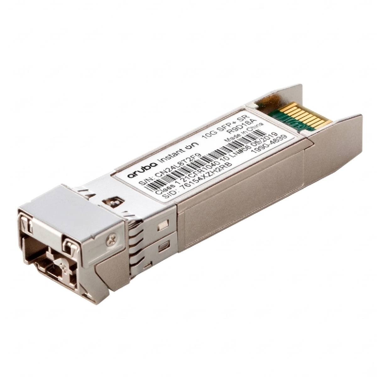 Módulo Transceiver Mini-GBIC SFP+ 10G HPE Aruba Instant On R9D18A - Conector LC Duplex SR - Alcance até 300m - 1990-4843