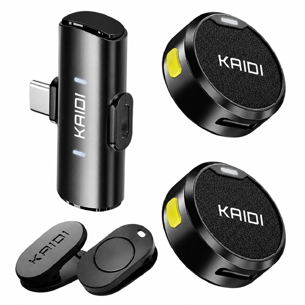 Microfone Sem Fio de Lapela Duplo Kaidi KMF4-C - Receptor USB-C - MIC0062KD