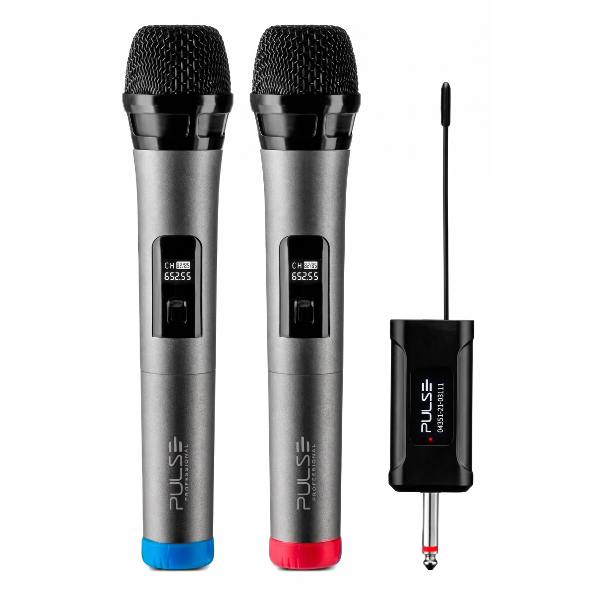 Microfone Sem Fio Pulse Pro SP801 - 2 Unidades - Transmissão UHF - Receptor Conector P10 - Até 10h de Bateria - Cinza