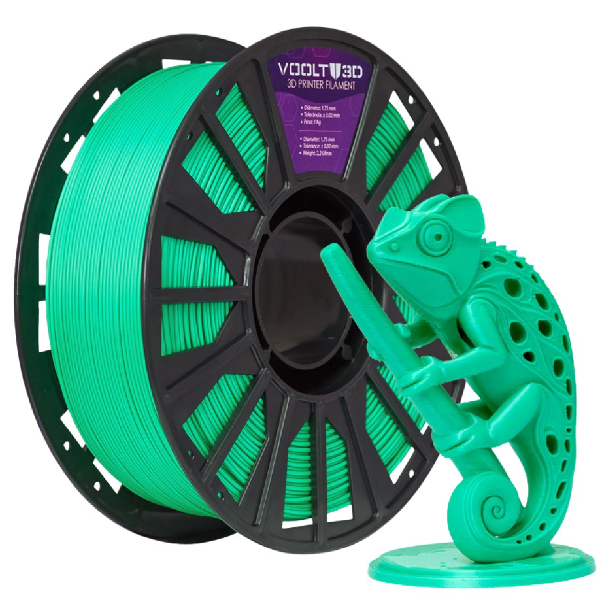 Filamento para Impressora 3D - PLA - Verde Velvet - 1kg - 1,75mm - Voolt3D PL-VD-VE-1