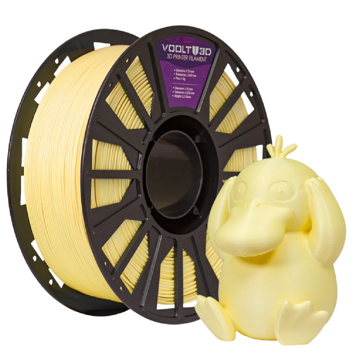Filamento para Impressora 3D - PLA - Amarelo Velvet - 1kg - 1,75mm - Voolt3D PL-AM-MC-VE-1