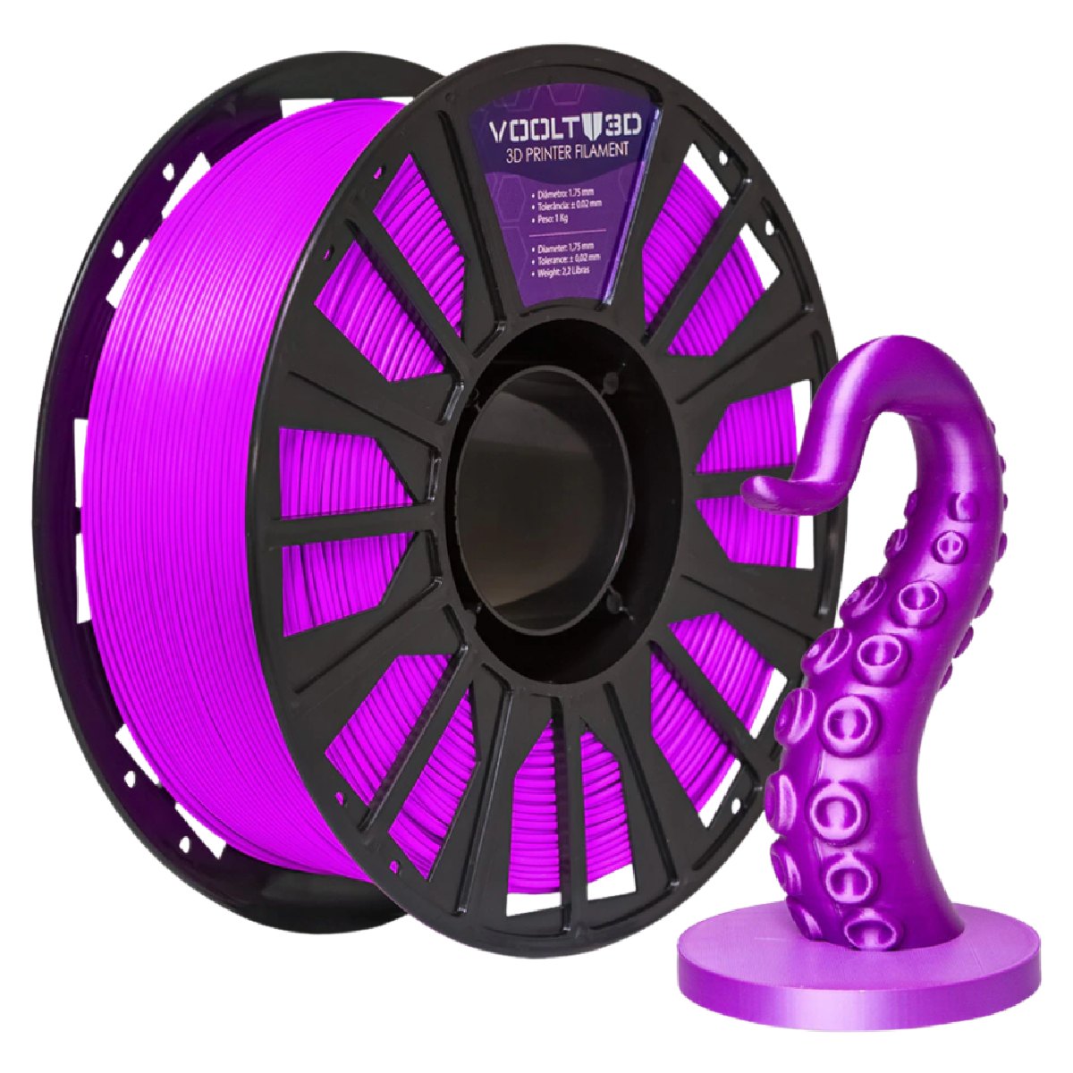 Filamento para Impressora 3D - PLA - Roxo Sólido - 1kg - 1,75mm - Voolt3D PL-RX-1