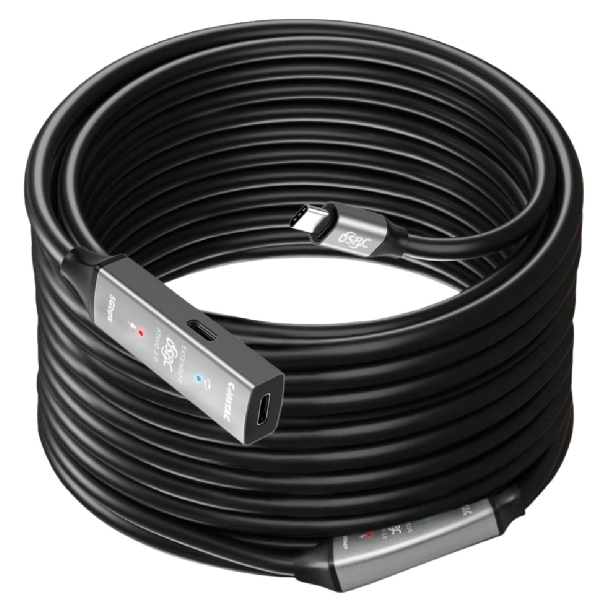 Cabo Extensor USB-C - Ativo com Amplificador de Sinal - 20 Metros - 5Gbps - Preto - Comtac 20129424
