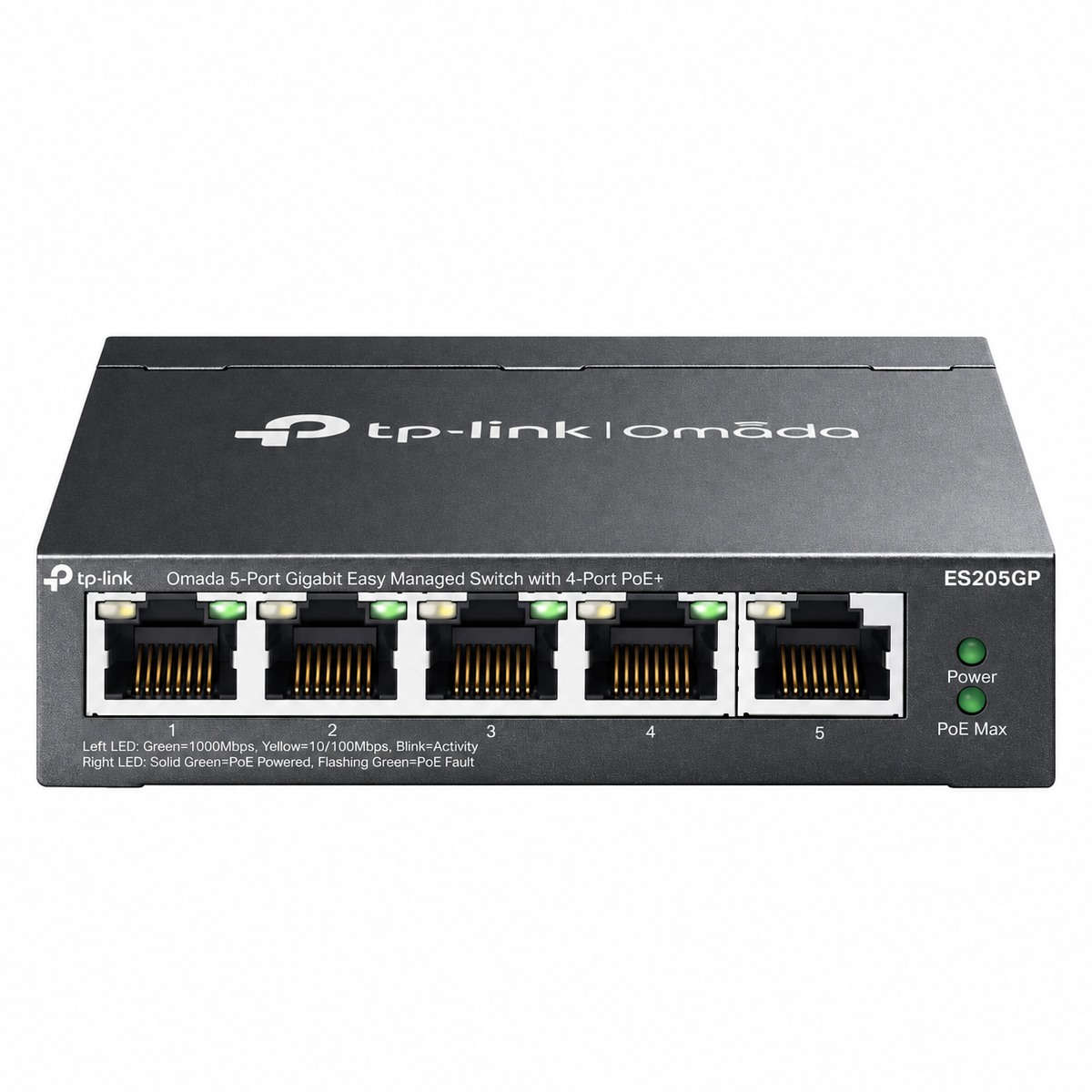 Switch 5 Portas TP-Link ES205GP - Gigabit - 4 Portas PoE+ 65W - Gerenciável - Omada SDN
