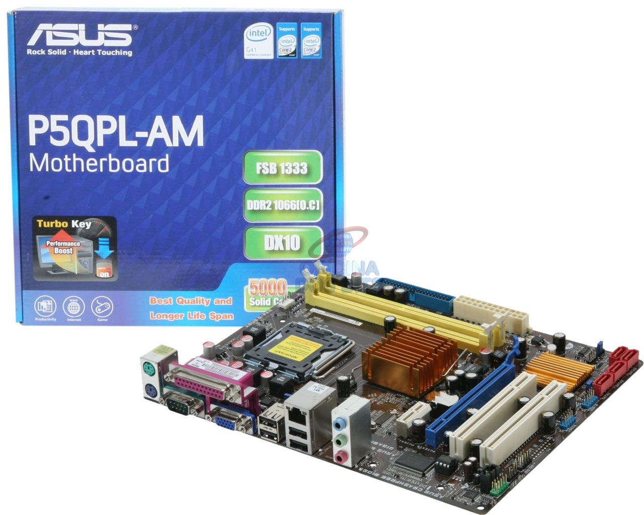 Placa Mãe Asus P5QPL-AM (LGA 775 - DDR2) Video GMA X4500 - Chipset Intel G41 * Seminovo