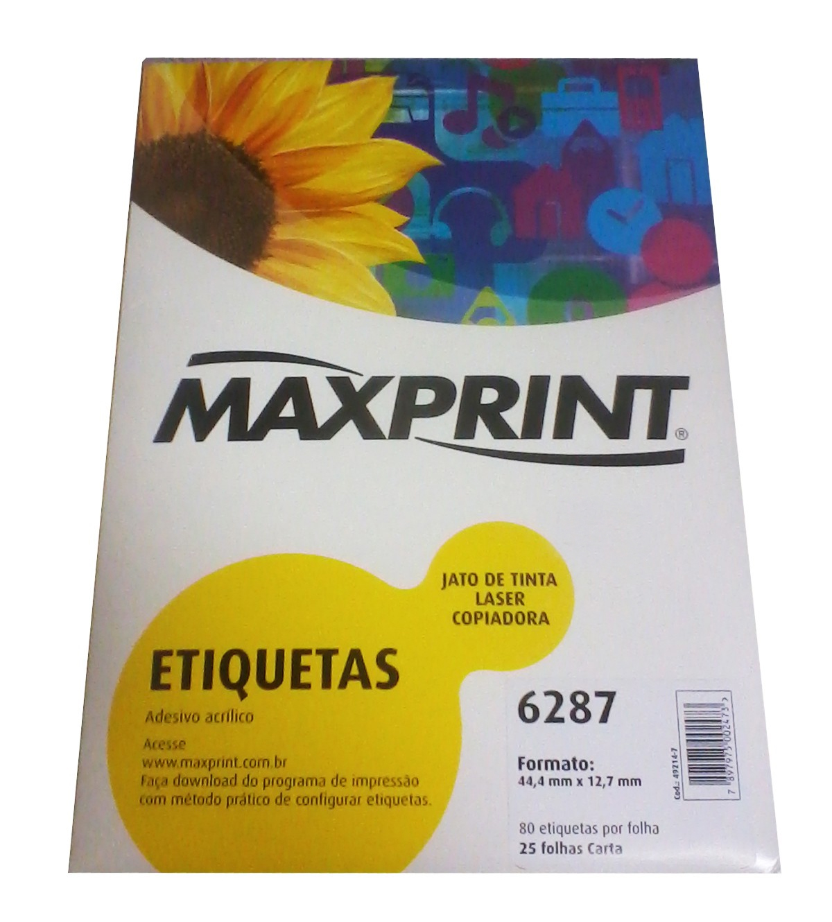 Etiqueta Adesiva 6287 Maxprint 492147 - 44,4 x 12,7mm - 25 folhas carta