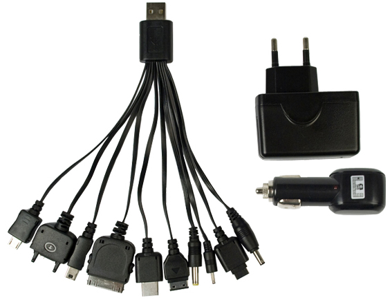 Kit Carregador 3 em 1 para Celular - Veicular e parede - USB - PSPs, iPhones, celulares diversos - C3Tech UC-200