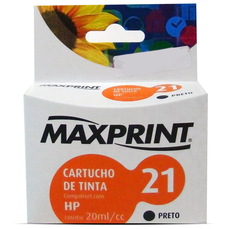 Cartucho compatível HP 21XL Preto - C9351CB - Maxprint 6111631 - para 1415/ 1417/ 4315/ 4355/ J3680/ J5520/ 1250/ 3180/ 3910/ 3915/ 3918/ 3920/ 3930/ 3930v/ 3938/ 3940/ D1320 / D1330