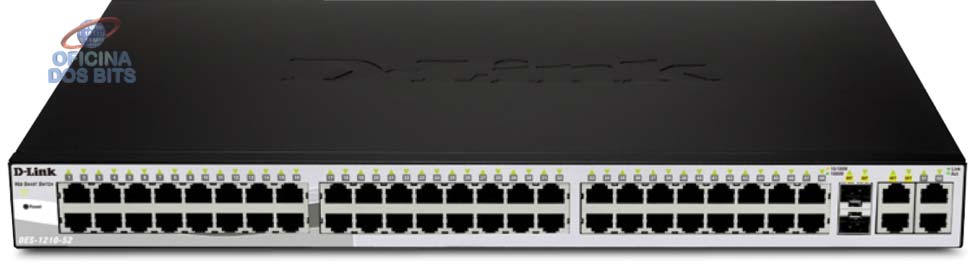 Switch 48 portas D-Link DES-1210-52 - Gerenciável - 48 portas 100Mpbs - 4 portas Gigabit - 2 portas Combo SFP