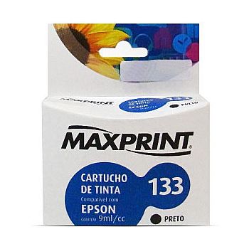 Cartucho - Cartucho compatível Epson 133 Preto - T133120 - Maxprint 6111152 - para Epson Stylus T22/ T25/ TX120/ TX123/ TX125/ TX235W/ TX420W/ TX320F