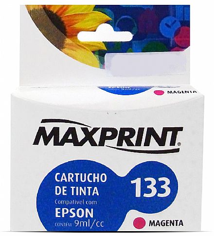 Cartucho - Cartucho compatível Epson 133 Magenta - T133320 - Maxprint 6111133 - para Epson Stylus T22/ T25/ TX120/ TX123/ TX125/ TX235W/ TX420W/ TX320F - Outlet