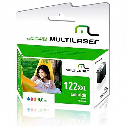 Cartucho - Cartucho compatível HP 122XL Colorido - CH564HB - Multilaser CO339 - Para HP Deskjet 1000, 2000, 2050, 3050