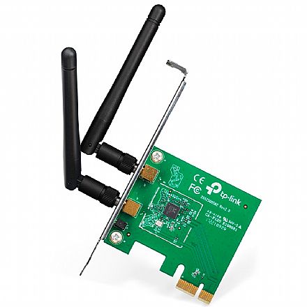 Placas e Adaptadores de rede - Placa de Rede Wi-Fi PCI Express TP-Link TL-WN881ND - 300Mbps - 2 Antenas - Acompanha espelho Low Profile