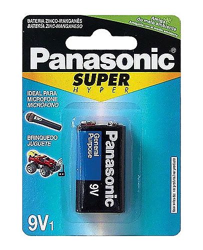 Bateria & Pilhas - Bateria 9V Panasonic - 6LR61 - 6F22UPT-1B