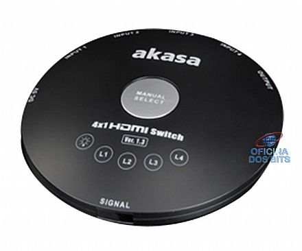 Cabo & Adaptador - Switch HDMI com 4 Entradas - com Controle Remoto - Akasa AK-MX015
