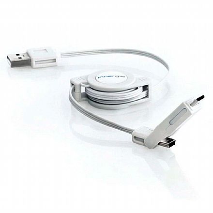 Cabo & Adaptador - Cabo USB para Micro USB e Mini USB - Retratil - Magic Cable - Innergie - TACC RMMC90GRH