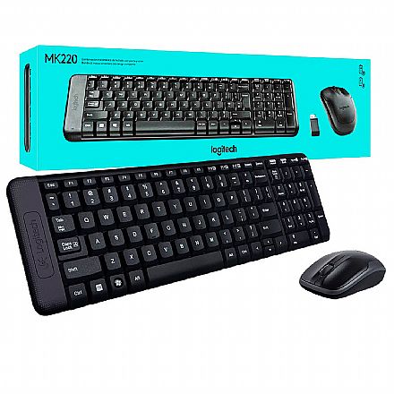 Kit Teclado e Mouse - Kit Teclado e Mouse sem Fio Logitech Combo MK220 - 920-004431