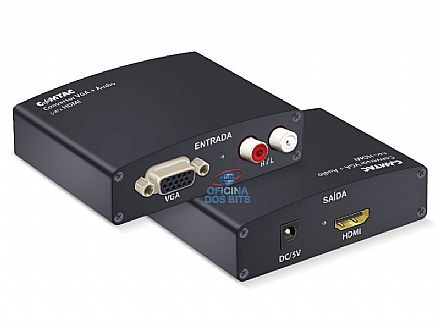 Cabo & Adaptador - Conversor VGA para HDMI com Áudio Entrada RCA - Comtac 9218