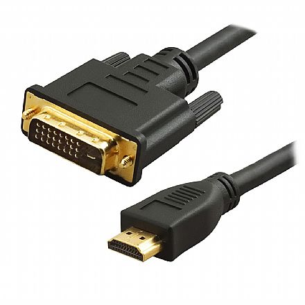Cabo & Adaptador - Cabo Conversor DVI-D para HDMI - 3 metros - Com Filtro - Dual Link - 24+1 Pinos (DVI-D M X HDMI M)