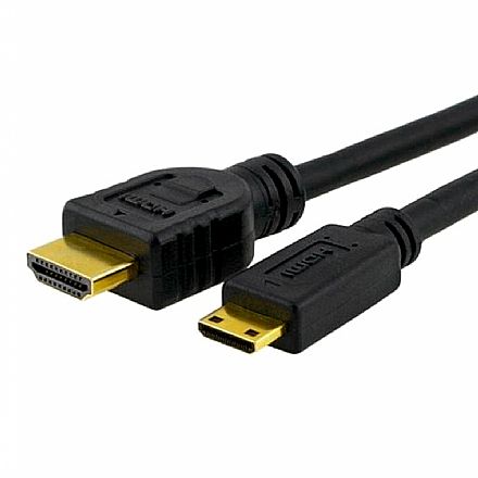 Cabo & Adaptador - Cabo Conversor Mini HDMI para HDMI - 2 metros - Versão 1.4 (Mini HDMI M X HDMI M)