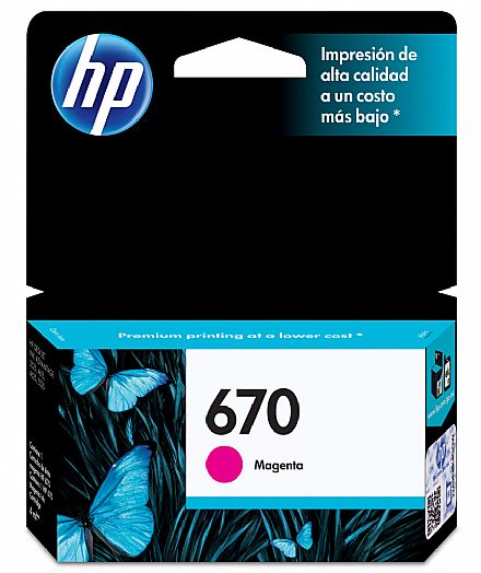 Cartucho - Cartucho HP 670 Magenta - CZ115AB - Para HP 4625 / 4615 / 5525 / 3525