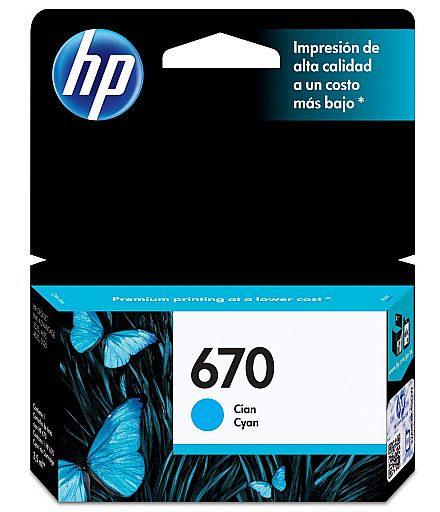 Cartucho - Cartucho HP 670 Ciano - CZ114AB - Compatível com HP 4625 / 4615 / 5525