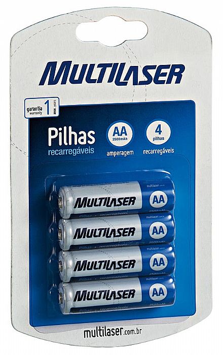 Bateria & Pilhas - Pilha Recarregável AA Multilaser CB052 - 2500mAh - 4 unidades