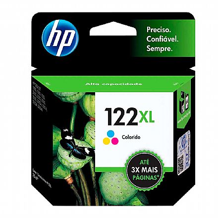 Cartucho - Cartucho HP 122XL Colorido - CH564HB - Para HP Deskjet 1000, 2000, 2050, 3050