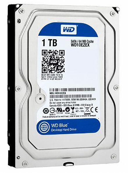 HD (Disco Rígido) - HD 1TB SATA - 7200RPM - 64MB Cache - Western Digital Blue - WD10EZEX