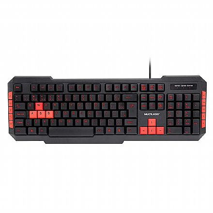 Teclado - Teclado USB Multimídia Gamer Multilaser TC160 - Teclas Direcionais em Vermelho