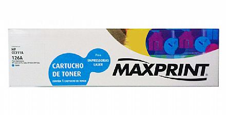 Toner - Toner compatível HP 126A Ciano - CE311A - Maxprint 5611793 - Para HP Color Laserjet M175NW / M175A / M176N / M275NW / M177FW / CP1025