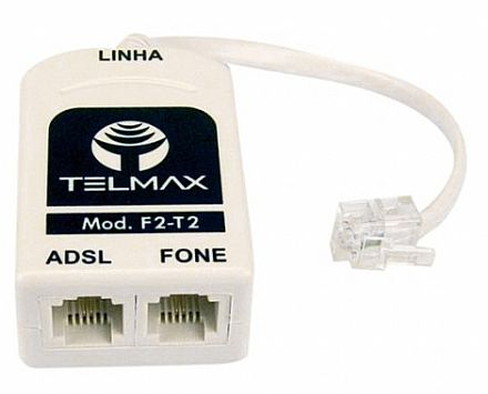Acessórios para rede - Micro Filtro ADSL Duplo - para Linha Telefônica e Modem - Telmax F2T2 - Homologado Anatel