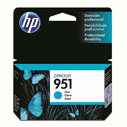 Cartucho - Cartucho HP 951 Ciano - CN050AB - Para HP 251DW, 276DW, N811, 8600, 8600Plus, 8610, 8620